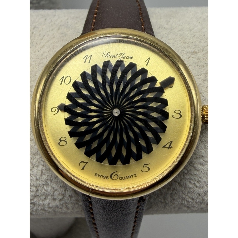Saint-Jean Ladies Watch Swiss Made New Battery Kaleidoscope 30MM 7.25"‎ Leather